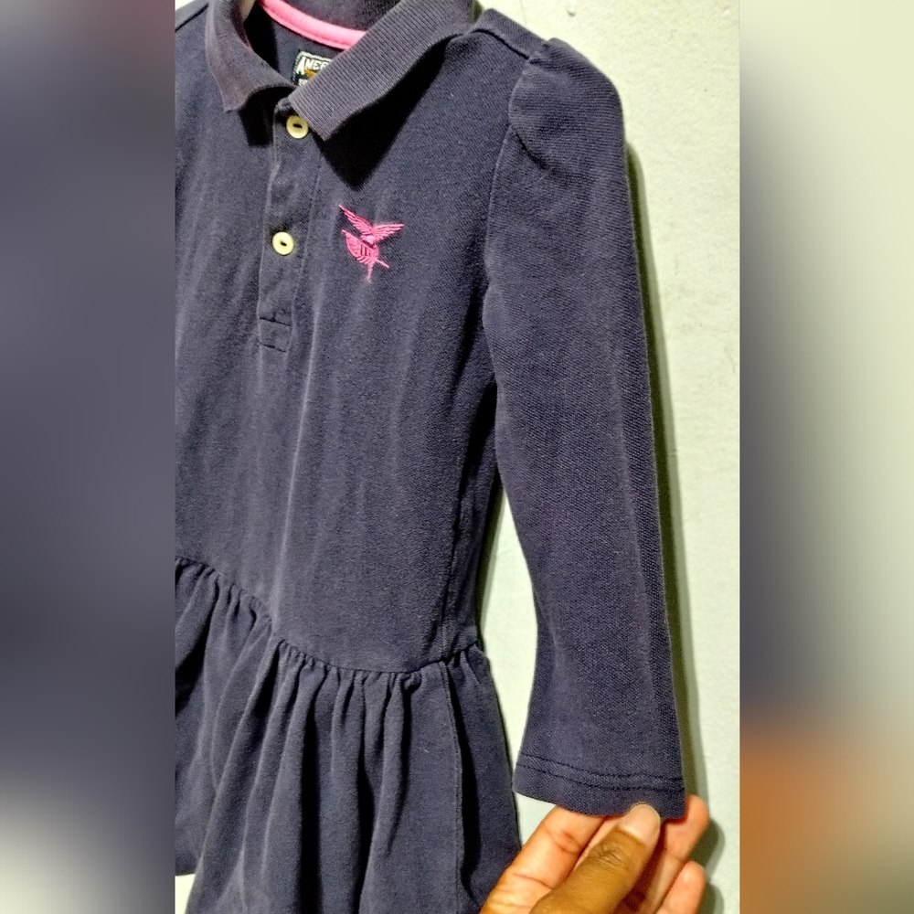American Living Cotton Navy Blue Long-Sleeve Polo Dress  2/2T - Picture 6 of 9